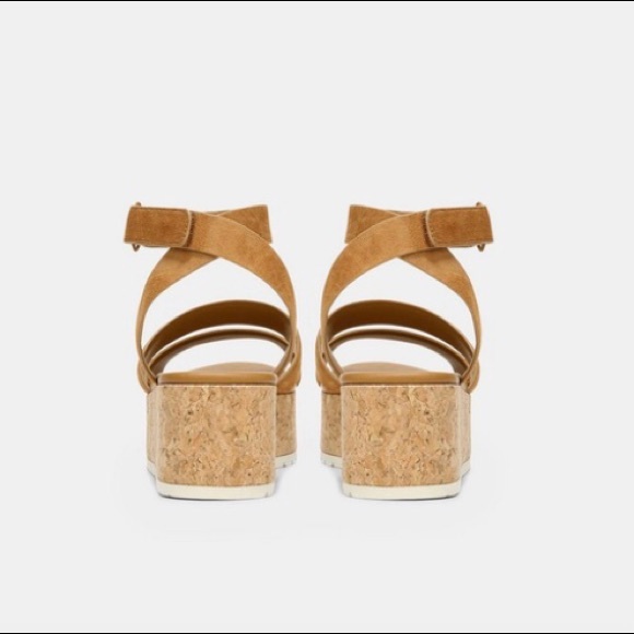 RARE Vince Buttery Soft Tan Leather Suede Platform Jet Sandals Size 7 1/2 - Picture 3 of 5